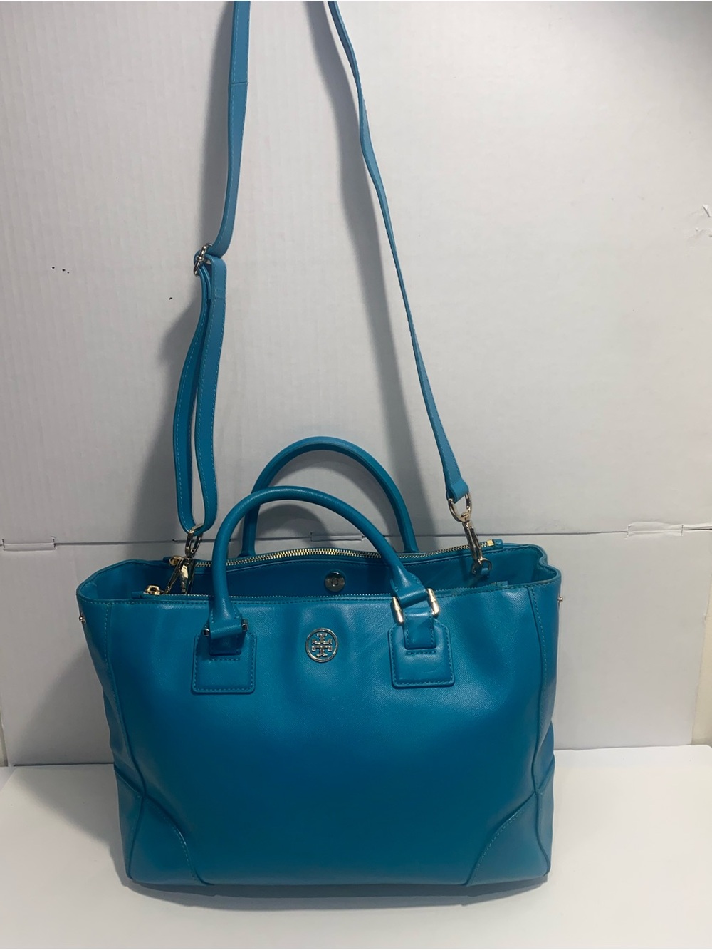 Tory Burch Blue Leather Satchel / Shoulder Bag